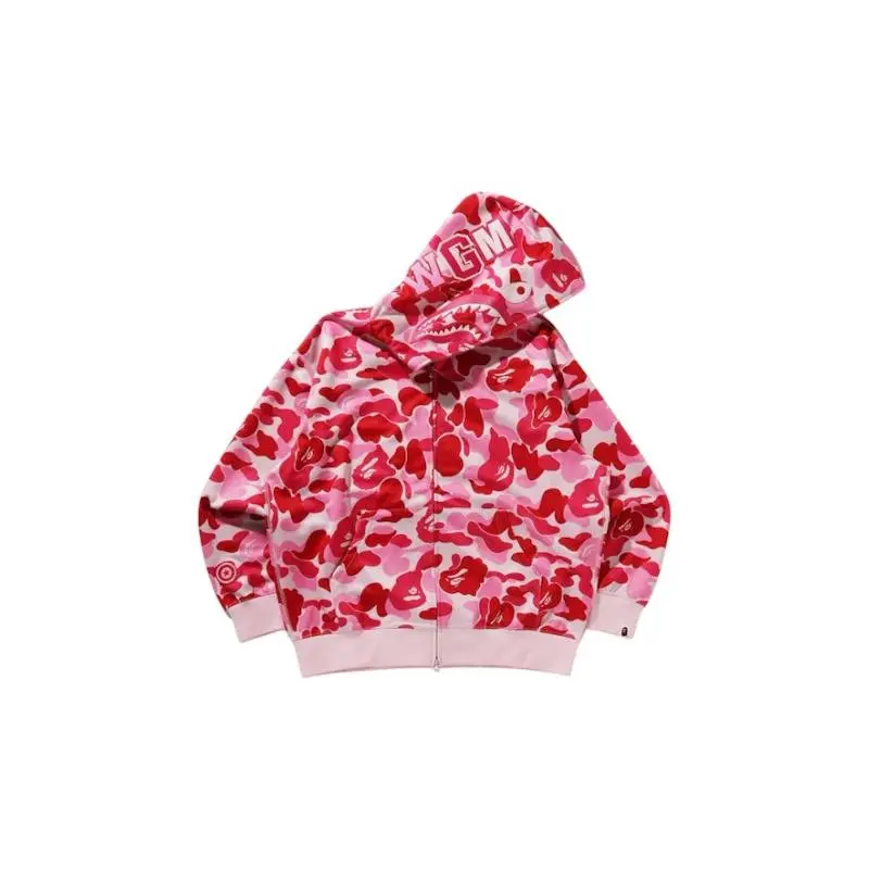 BAPE ABC Camo Rayon Relaxed Fit Shark Full Zip Hoodie Pink (men) by StockX