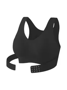 Women's High Support Sports Bra, Wireless Underwire, 2-In-1 Posture Corrector, Cross Back Straps + Front Buckle, Comfortable Breathable, Wireless Sports Bras