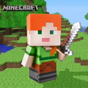 1PC Minecraft Officially Licensed Alex Coin Bank Creative Drop Proof Piggy Bank Cartoon Pixel Futuristic Style Q Version Cute Alex Explorer Money Jar Grade Deposit Jungle Temple Raider Easter Gifts