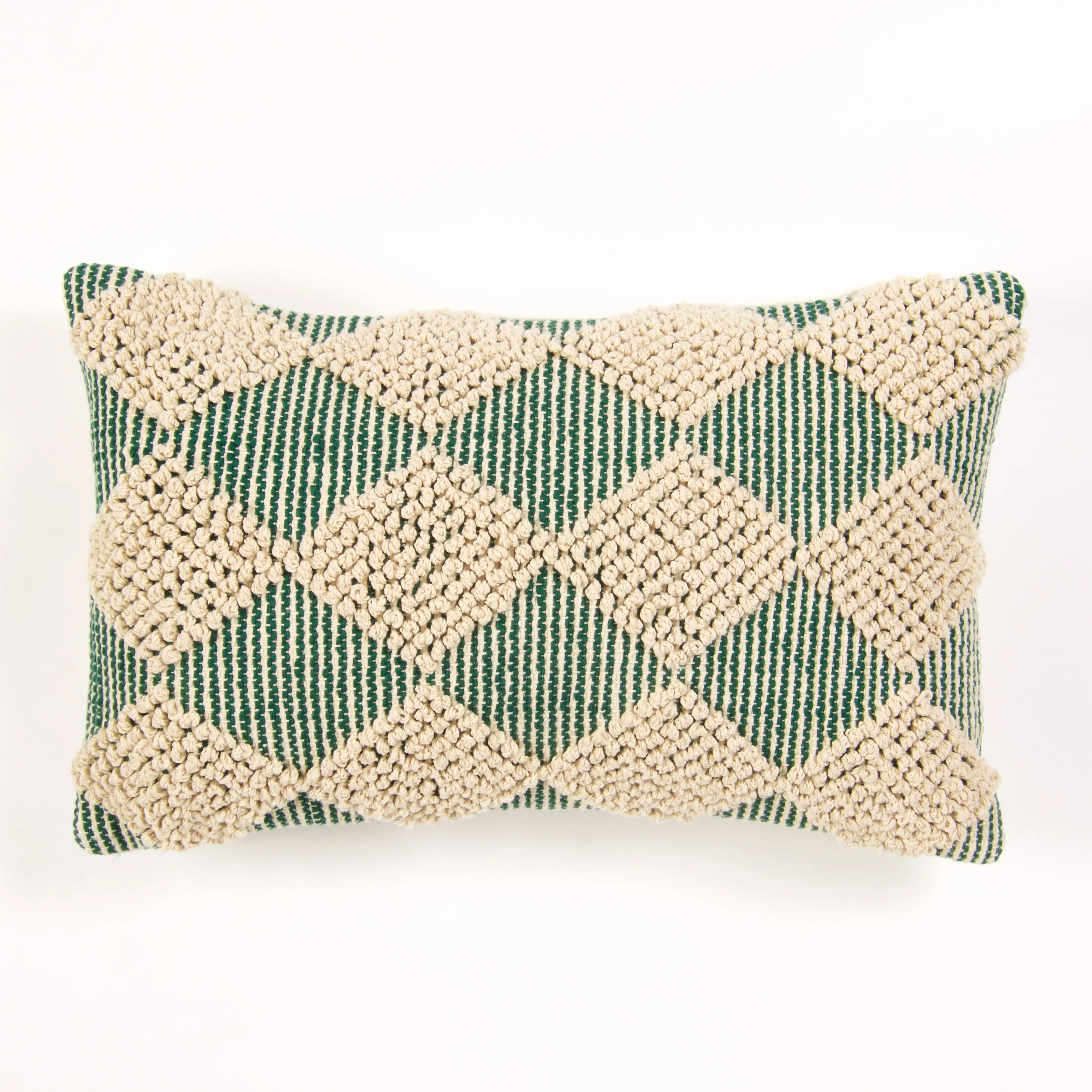 Handwoven Raised Diamond Pillow Hunter Green