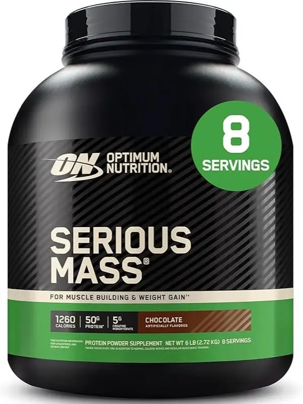 Optimum Nutrition Serious Mass Weight Gainer Protein Powder 6LB Chocolate Flavor – 50g Protein & 1260 Calories