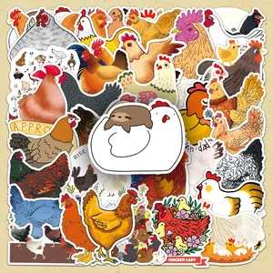 Cartoon Chicken Pattern Sticker, 100pcs/set Cute Decorative Sticker, DIY Decals for Water Bottle, Laptop, Phone Case, Scrapbooking, Journal Making