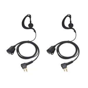 G Shape Ear Hook Two Way Radio Headset with PTT Microphone Earpiece, Earphones Wire, Compatible with Motorola walkie-Talkie CLS1413 CLS1450 CP110 CP200 GP300 GP2000 CT150 CP040 2-Pin Radios for Police, Construction, and Event Staff(2 pcs)