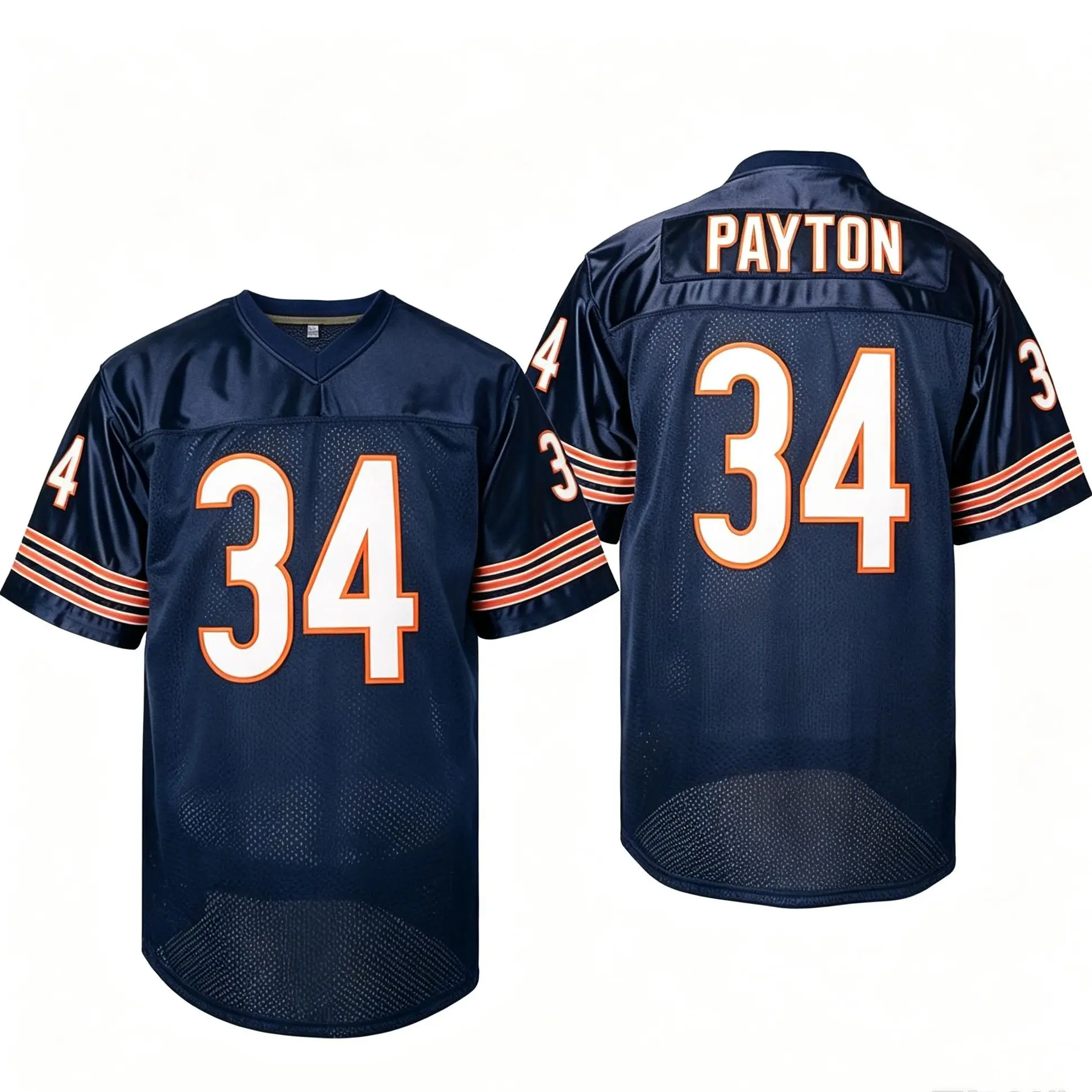 Men's #34 Dark Blue Football Jersey - Embroidered Letters & Numbers, Mesh Fabric, Athletic Style, Professional Sports Apparel for Football Fans, Blue Jersey Football
