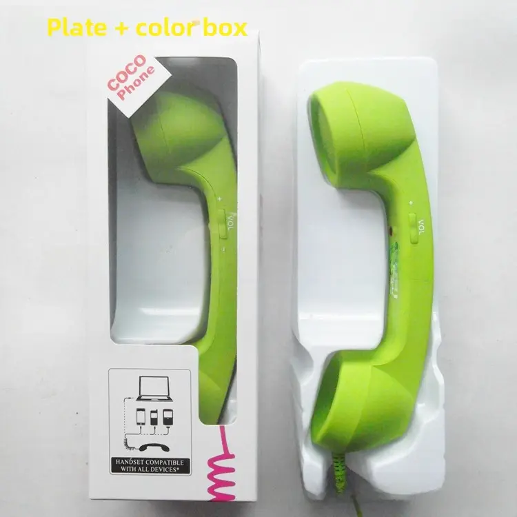 Retro Phone Style Handset Earphone Universal for Mobile Electronic Rubber Cable Audio Headset Adjustable Black