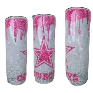 Cowboys Pink Glitter 20 oz. Tumbler Bottle Drinkware