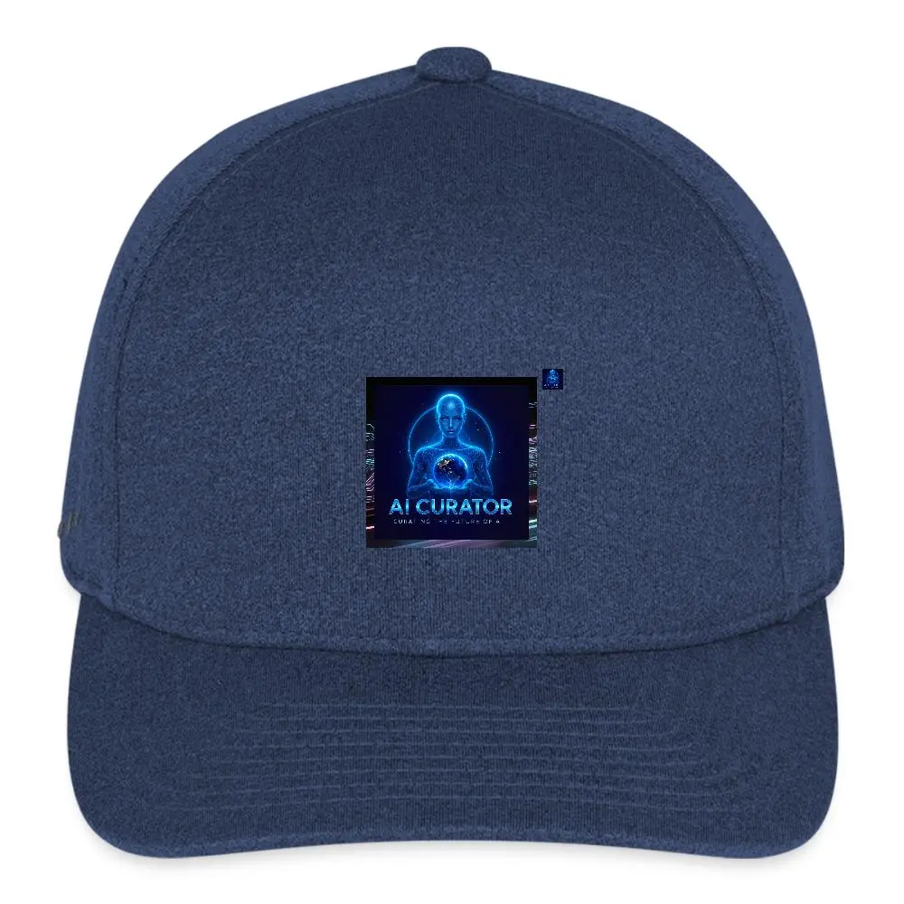 Flexfit Melange AI Curator Baseball Cap - Stretch Fitted Closed Back 5 Panel Structured Mid Profile Permacurv Bill 95% Polyester 5% Spandex