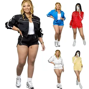 Women’s Two-Piece Set – Long-Sleeve Jacket & Shorts, Summer 2025 Streetwear, Slim Fit Sporty Tracksuit Athletic Fashion Activewear