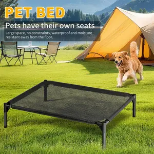 L-Type Mesh Pet Bed for Small-Medium Cats & Dogs, Cool Waterproof Teslin Fabric, Ventilated Heat-Dissipating Design, Stable Durable Structure, Easy-to-Clean, Portable for Home & Outdoor Use