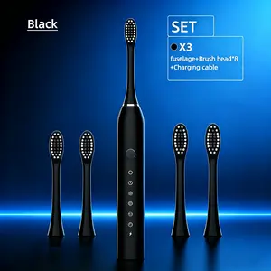 Toothbrush Rechargeable Ideal for Adults Children, 6Optional Modes IPX7 USB Fast Charging ElectricUltrasonic Toothbrush with 2 min Build in Timer &4Replacement Brush Heads mother's day gift(Black)，mother'sdaygift