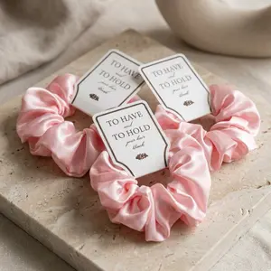 Personalized Bridal Party Hair Scrunchies | Custom Bridesmaid Gifts | Wedding Favor | Bachelorette Party | Silk Satin Scrunchie Set
