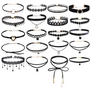 Choker Necklace for Women Velvet Black Choker Chain Lace Choker Necklace 20 Pcs