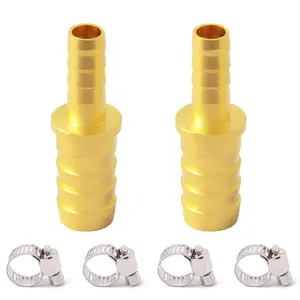Brass Hose Barb Reducer, 1/4" to 3/16" Hose ID, Reducing Barbed Hose Splicer Mender Coupler Warter  Air (Pack of 2)