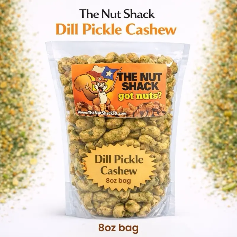 8oz- “BIG DILL” dill pickle cashews- Texas made-tangy and full of flavor-Dill Pickle flavored cashews-8oz