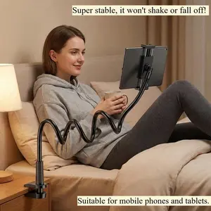 Adjustable Gooseneck Clip Mount Phone and Tablet Stand, Secure Hands-Free Accessory for Bed, Desktop, Compatible with iPhone, Android Devices, Ideal Birthday Gift for Phone & Electronics Users, Accessories,summervibes