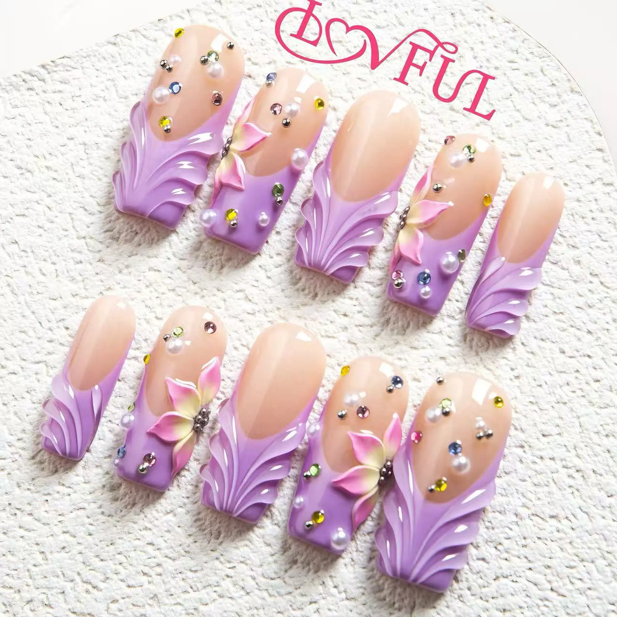 Lovful | H634 Floral Dream Handmade Acrylic Press On Nails | 10PCS Reusable Salon Quality 2025 New #DealsForYouDays