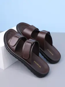 Men's Adjustable Velcro Sandals, Thick Sole Anti-Slip Faux Leather Casual Shoes, Lightweight Comfortable Footwear for Beach Business Summer