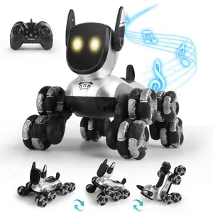 Remote Control Dog Toy Car, 8wd LED Lights Music, Interaction, 360° Spin Drift, Interactive Smart Robot, Gift for Kids Boys Girls, Realistic Robot Puppy, 2.4GHz