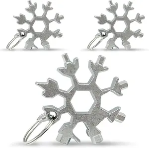 3-Pack Snowflake Multi Tool 18-in-1 Stainless Steel Pocket EDC Tool with Bottle Opener, Screwdriver & Wrench for Camping, Repair & Outdoor Use