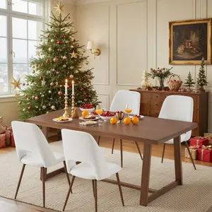 72" Modern Minimalist Dining Table & Office Desk, Solid Pine Rectangular Table for Dining Room, Home Office, Living Room, 220lb Capacity, Brown