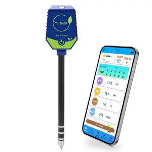 pH Moisture Meter Soil Test Kit pH Meter Hygrometer pH Conductivity Meter for Hydroponic 8 in 1 Farm pH Moisture pH Moisture EC Fertility Salt Sunlight Air Humidity Temp Tester