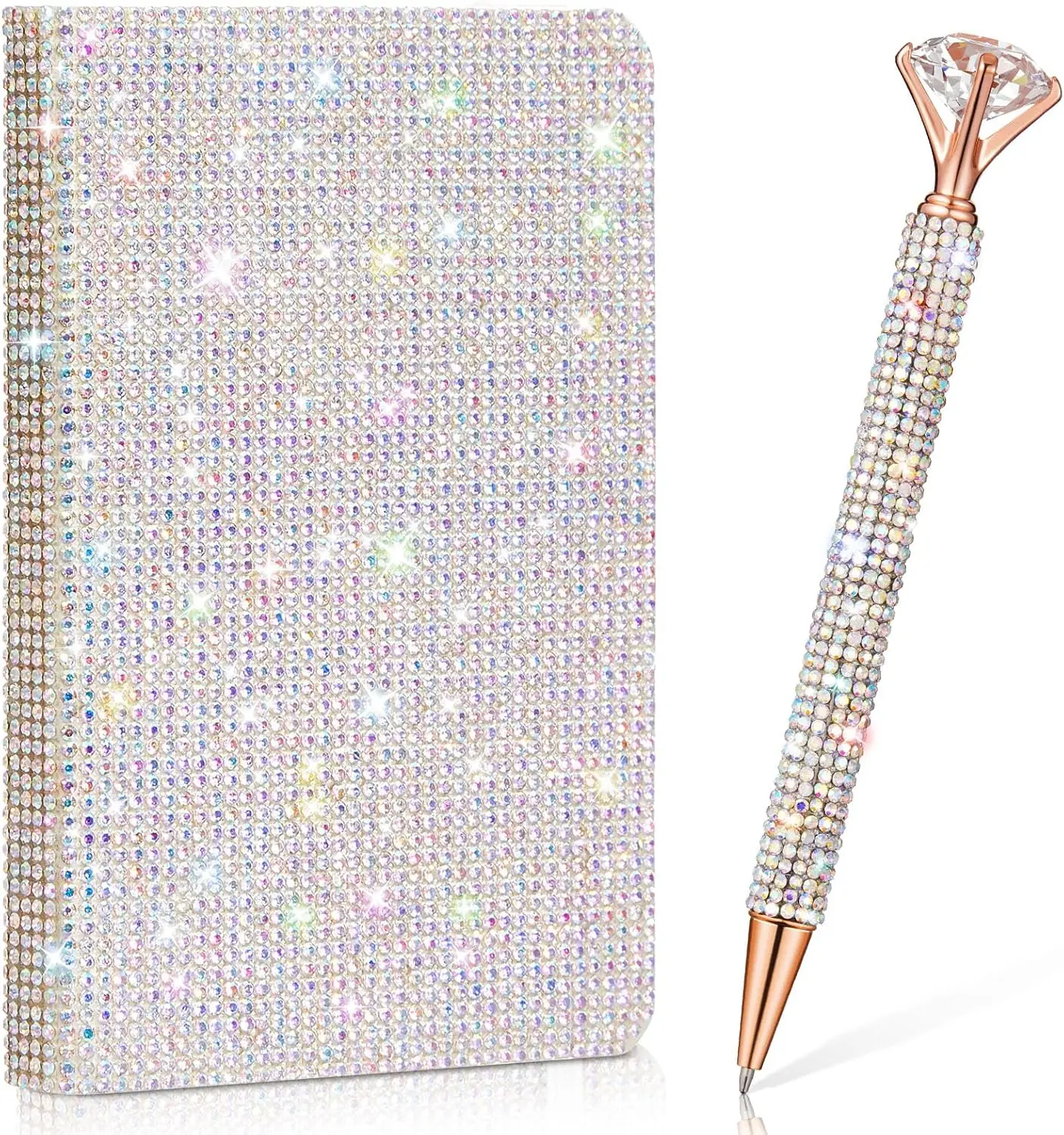Notebook Pen Sets Bling Pocket Notebook Crystal Pens Mini Diamond Hardcover Notebook Glitter Journal Notebook Office Desk Accessories for Women