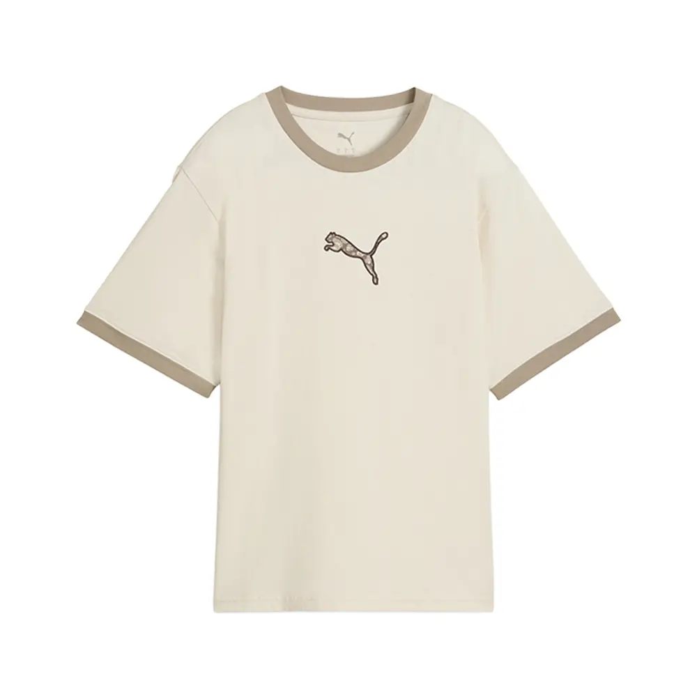 PUMA Womens Essentials Animal Graphic Crew Neck Short Sleeve Casual Tops Casual - Off White