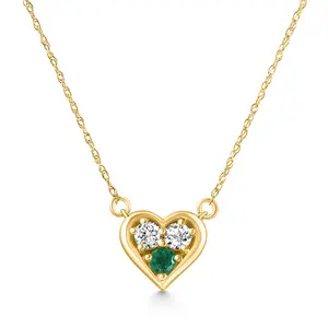 1/2Ct Heart Shape Emerald & Diamond Pendant 10k Gold Women's Necklace lab Grown
