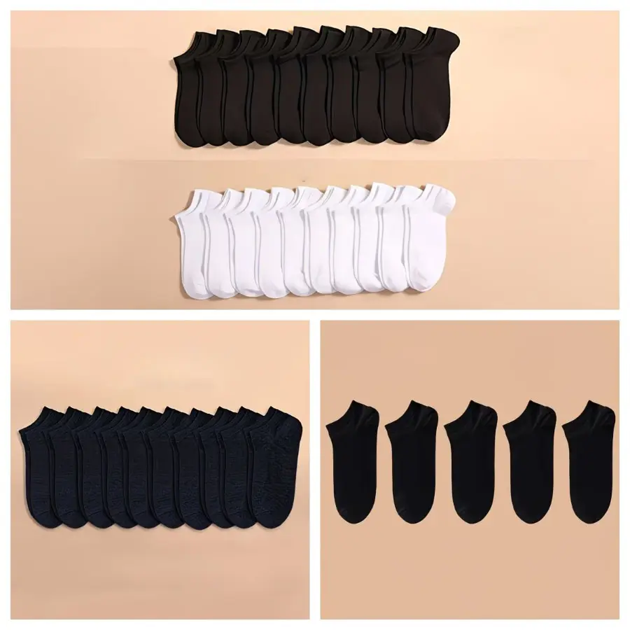 20 or 30 Pairs Women’s Plain Ankle Socks – Soft Thin Breathable Casual Socks for Daily Wear, Outdoor Camping and Christmas Gifts