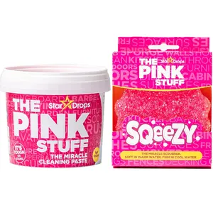 Stardrops Pink Stuff Miracle Cleaning Paste & Squeezy Scrubber Bundle – All-Purpose, Non-Scratch Cleaner for Kitchen, Bathroom, Walls, Floors & More