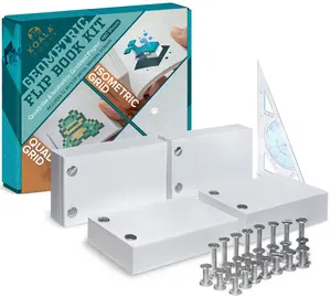 Geometric Flip Book Kit - Quadrille and Isometric Gridded Flip Book Paper with Holes - 480 Sheets - Includes Ruler and Metal Binding Screws - Works with Flip Book Light Pads