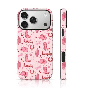 Cowgirl Western Phone Case for iPhone 17 Pro Max/16 Pro Max/15Pro Max 15/14/13/12 & Samsung S25 Ultra All Models, Double-Layer TPU Shockproof Protective Cover (Pastel Rodeo Print)