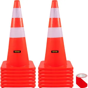 【Summervibes】VEVOR Safety Cones,  28 in/73 cm Height, 12 PCS PVC Orange Traffic Cone with 2 Reflective Collars and Weighted Base, Used for Traffic Control, Driveway Road Parking and School Improvement