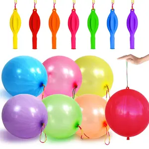 30Pcs Punch Balloons, Thickened Neon Punching Balloon Heavy Duty Party Favors for Kids with Rubber Band Handle, Bouncy Balls for Birthday Weddings Goodie Bag Stuffer Supply