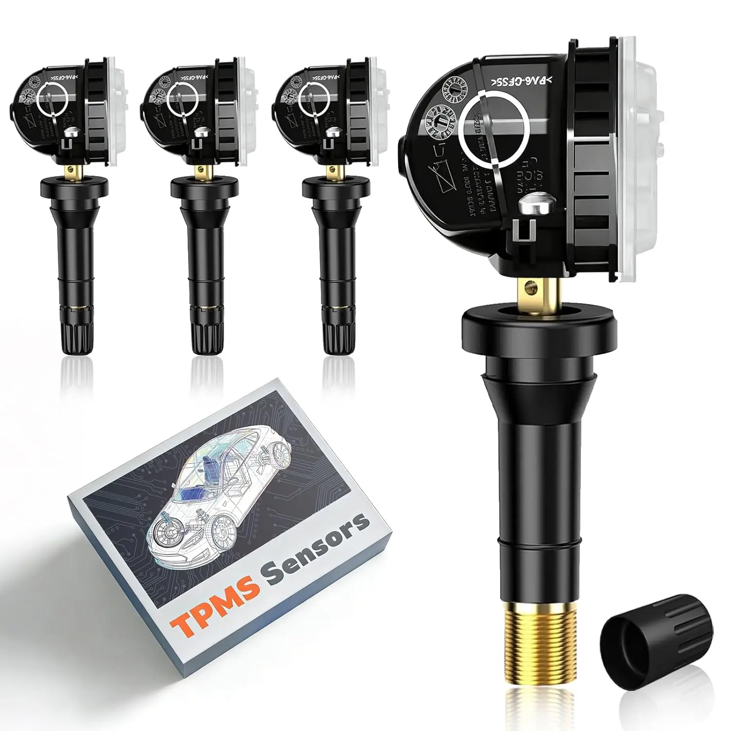 4-Pack High-Accuracy Plug-and-Play 315MHz Tire Pressure Monitoring Sensor Set, OE#F2GZ1A189A, with Leak Alert, Compatible with Ford Explorer(2015-2024), Edge(2015-2023), Mustang(2015-2024), Transit150/250/350(2019-2021)