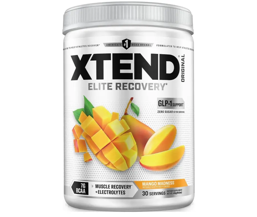 XTEND Original BCAA Powder Mango Madness | Sugar Free Post Workout Muscle Recovery Drink with Amino Acids | 7g BCAAs for Men & Women | 90 Servings | Mango madness flavor with Zero sugar and 7g BCAAs for muscle recovery, hydration and performance.