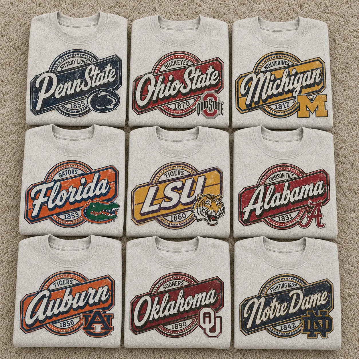 Vintage College Football Graphic T Shirt Retro University Team Logo Tee Classic Campus Sports Shirt Soft Cotton Unisex Game Day Fan Apparel Gift for Men Women Alumni Football Lovers All Teams