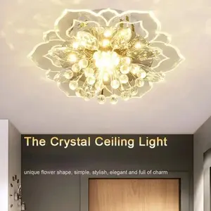 LED Ceiling Light, Crystal Small Hallway Lamp, 9w Kitchen Light, Modern Embedded Ceiling Light, Bedroom Light, Geometric Flower Design, Decorative Ceiling Light
