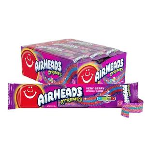 Airheads Xtremes Belts Very Berry Sweetly Sour Candy, Soft Chewy Non Melting Strips, 2 oz Packs, 18 Count Bulk for Easter Baskets and Sharing