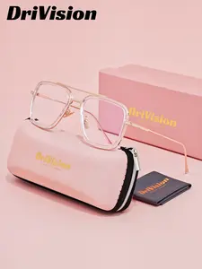 DriVision Unisex Classically designed Full Frame Plano Glasses Outdoor Driving Ssquare Frame Plano Glasses Bluelight Glasses