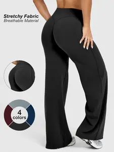 Women's Straight Leg Fitness Yoga Pants Outdoor Running Sport Flare Long Pants No Chafing Line High Waist Loose Fit Outerwear Training Pants Stretchy High Waist Gym Yoga Pants