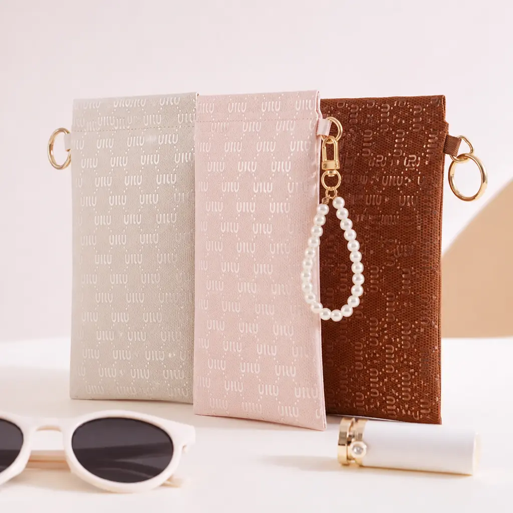 Portable Sunglasses Storage Bag, 2 Pcs Premium Quality PU Leather Automatic Closing Sunglasses Case, Sunglasses Organizer for Outdoor Sports