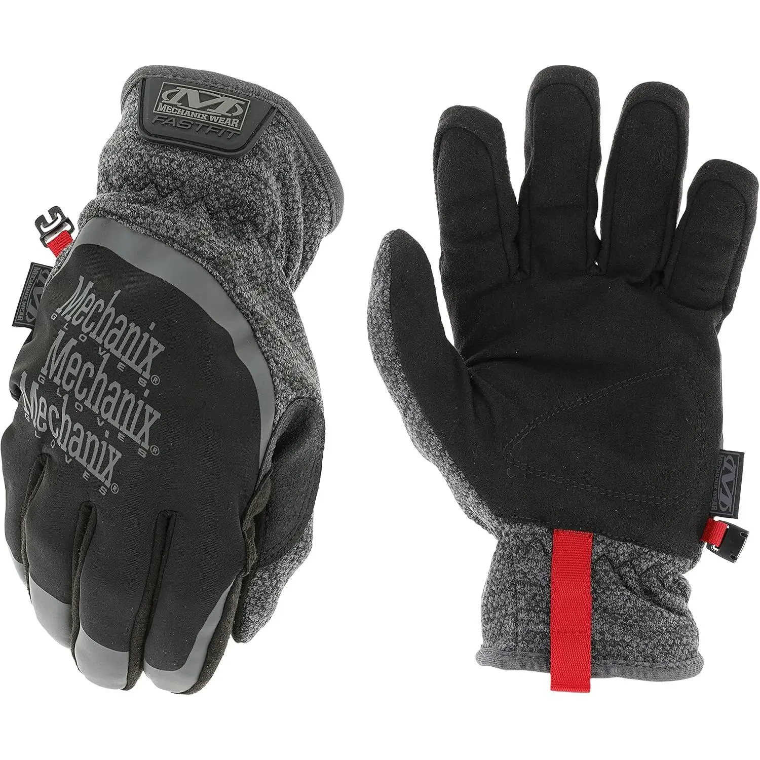 ColdWork FastFit Winter Mechanic Gloves - Elastic Cuff, Wind & Water Resistant, Fleece Insulated, Touchscreen Safe, Synthetic Leather, Utility, Dexterity & Durability, Mild Cold Weather Use (Black/Gray, X-Large), Dexterity And Durability, Hard Workers