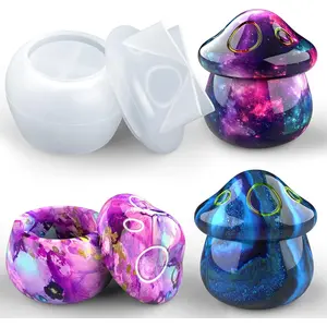 Juome Jar Resin Molds Silicone, Mushroom Jars Silicone Molds with Lid for Epoxy Resin Casting for DIY Jewelry Storage Box, Candy Container, Home Decoration