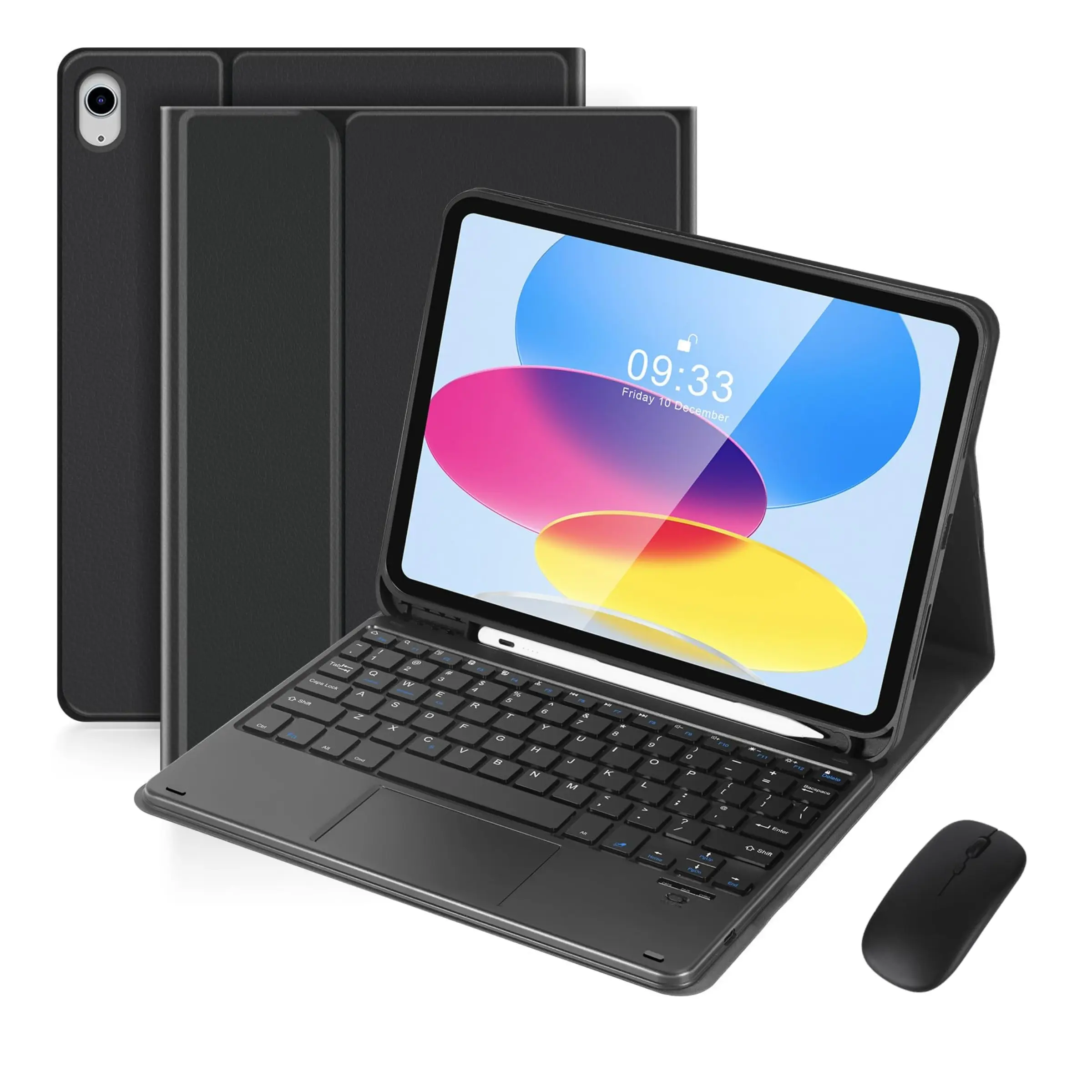 Keyboard Case With Mouse For 10.2 9th 8th 7th Generation Case 2021/2020/2019, Wireless Bluetooth Magnetic Keyboard Case Soft Tablet Protective Cover for iPad 10.2 Inch with Apple Pencil Holder