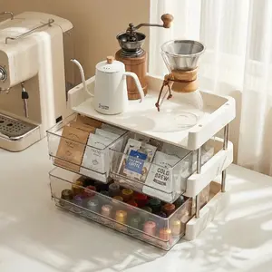 Stackable Desktop Storage Organizer Modular Multi-Layer Shelf for Coffee Station, Snacks, Office Supplies & Daily Essentials, Table Organizers