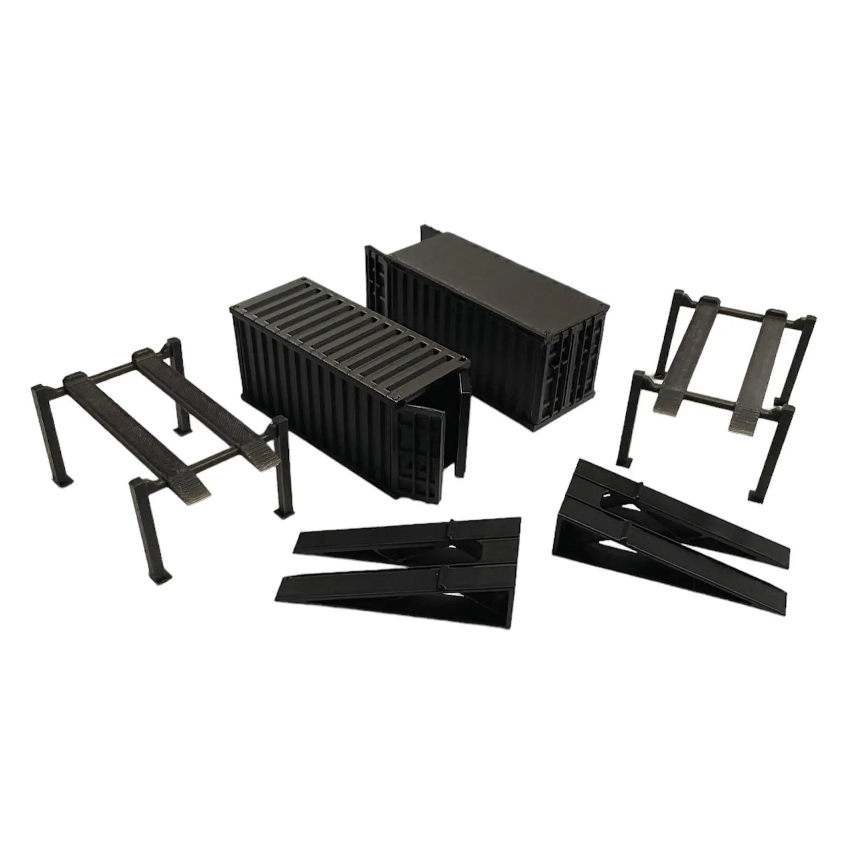 1:64 Scale 6 Piece Diecast Diorama Accessory Starter Kit: 2 Ramps, 2 Car Lifts & Two Shipping Containers For Displaying Hot Wheels, Johnny Lightning & Auto World Die Cast Cars
