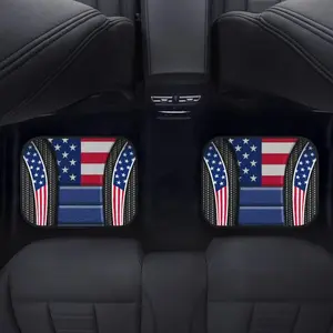 Set of 4 Vintage American Flag Car Floor Mats - All-Weather Polyester, Suitable for Cars, Trucks, and SUVs