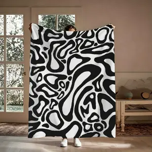 Modern Abstract Zebra Flannel Throw Blanket, Black White Fluid Ink Wavy Pattern Soft Cozy Warm Nap Blanket for Couch Bedroom, Minimalist Gift for Him Her Art Lovers, Birthday Christmas Holiday Housewarming Present