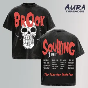 Brook "SoulKing Tour" Washed Oversized Tee – Double-Sided Print One Piece Shirt | Vintage Streetwear Unisex T-Shirt | Heavyweight Cotton Anime Manga Tee | Gift for Anime Fans